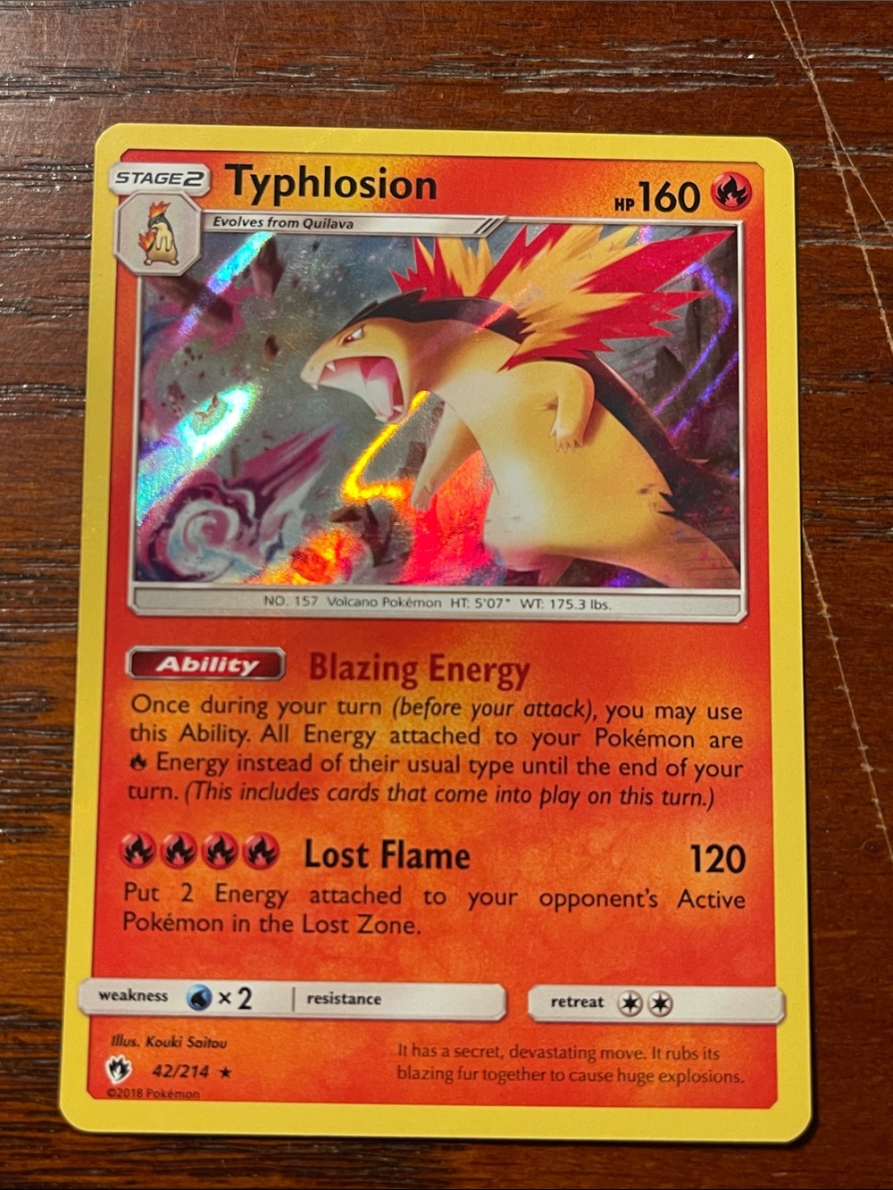 Pokemon Typhlosion Holo Red Yellow Orange